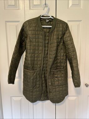 Bench Quilted Longline Puffer Jacket - Olive Green